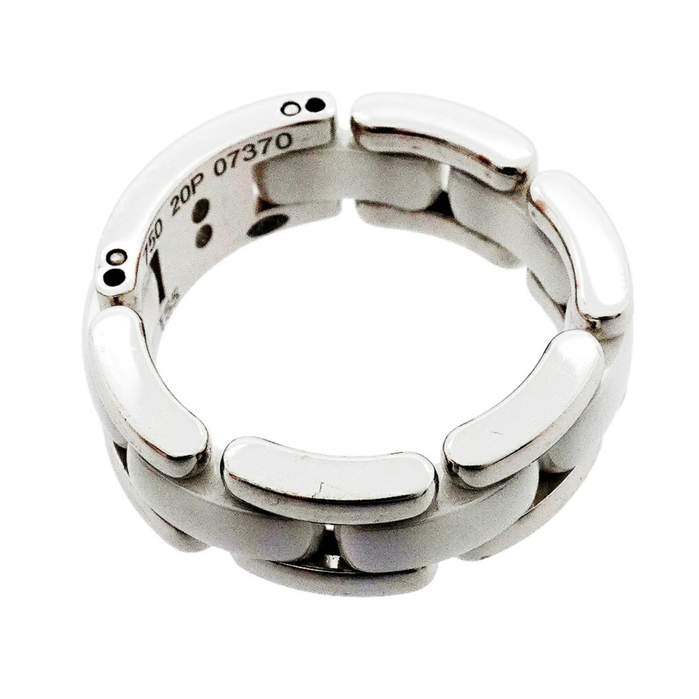 Chanel Ultra Collection Ring, 18K White Gold, Ceramic, White, Size 55, Women's